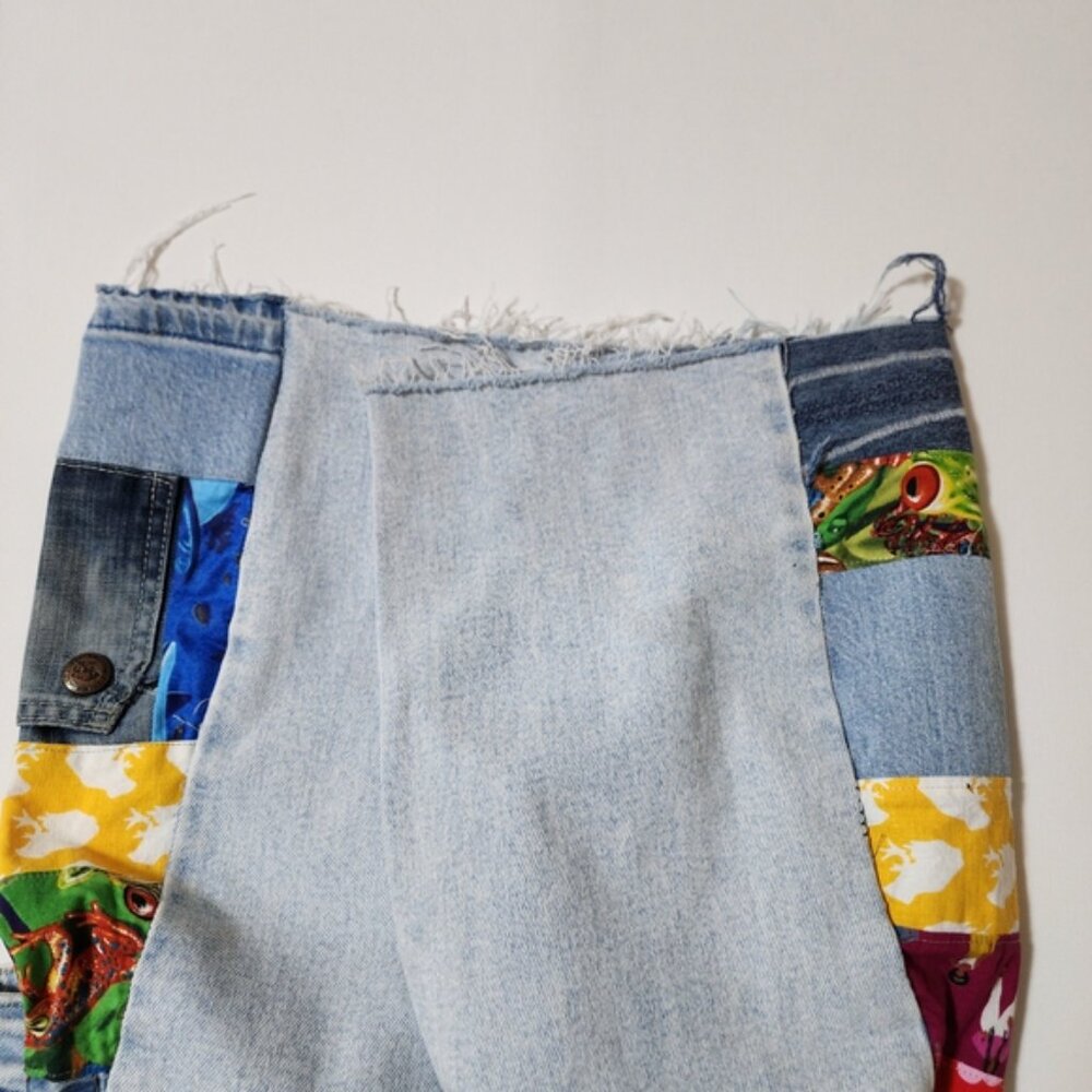 Royalty Upcycled Patchwork Light Wash High Rise F… - image 6